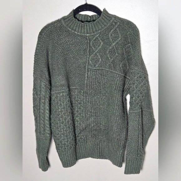 Vintage American Eagle Lagenlook Fisherman Cabincore Mock Neck Sweater, Small - Picture 1 of 4